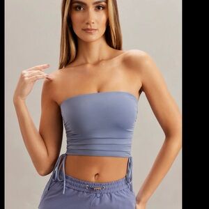 Oh Polly Lilac Strapless Ruched Maxi Skirt Set